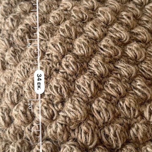 Handmade knitted Stella bag with bamboo handles, like new, beige and brown