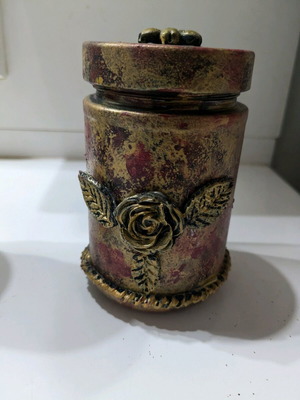 Decorative handmade jar set new with decoupage technique
