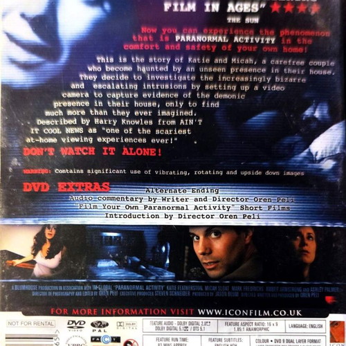 Paranormal Activity DVD used, horror movie with English subtitles
