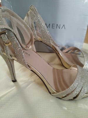 Pacomena No40 Bridal Sandals ecru champagne rhinestones like new