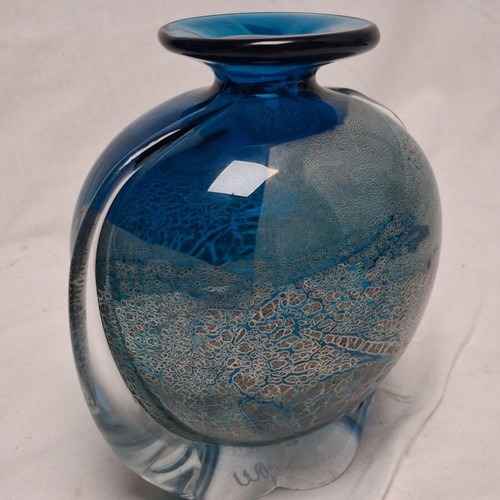 Mdina Glass Malta Sea and Sand Vase by Michael Harris like new