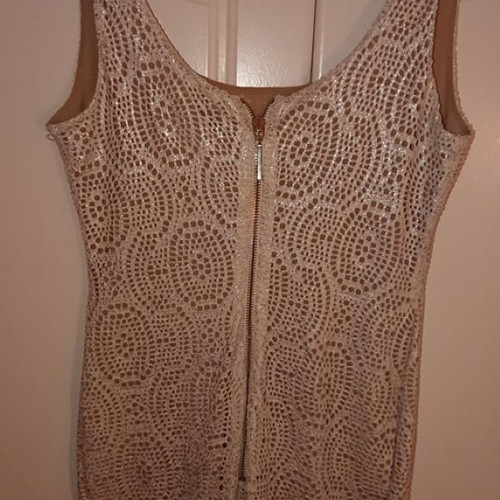 BSB evening dress new in beige golden shade, XS