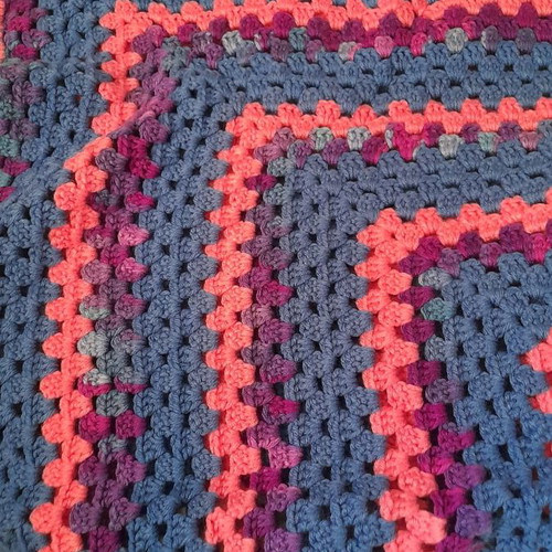 Woolen children's handmade crochet blanket multicolored unused 1.00×1.20