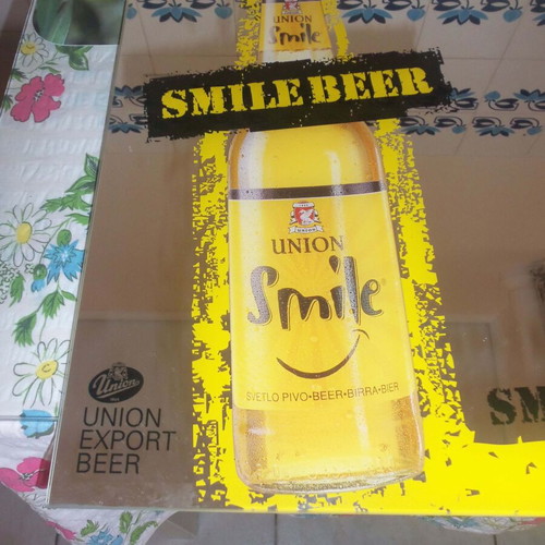 Smile Beer promotional mirror, Union Smile, 37x45 cm
