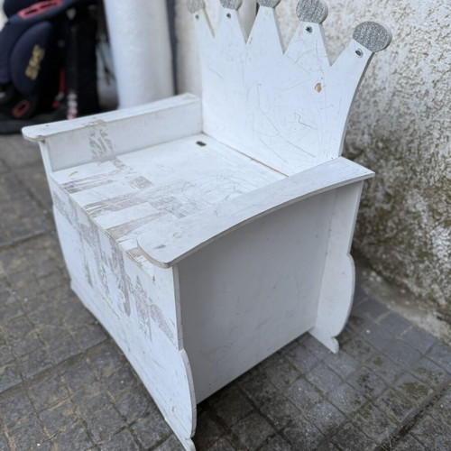 Kids wooden storage bench Princess Crown used