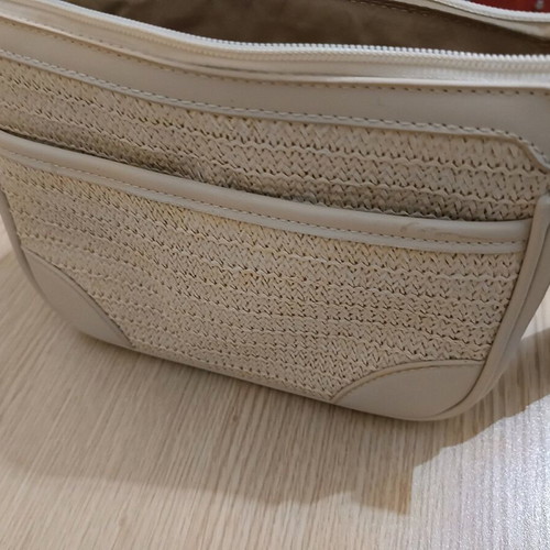Crossbody bag used, white and beige