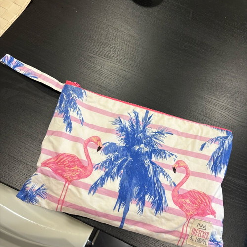 Bleecker & Love M zipper bag like new, white and pink