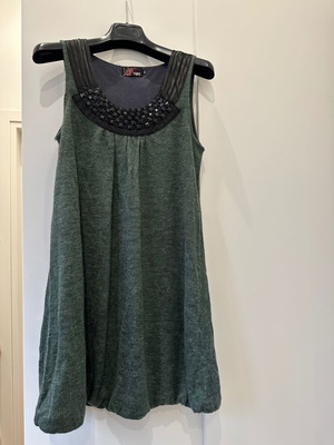 Dress with jewel detail on neckline like new, green and black, small-medium