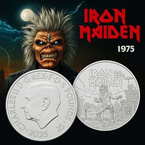 Iron Maiden 50 Years £5 BU Commemorative Coin 2025