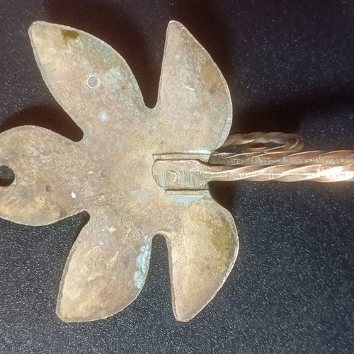 Vintage brass wall hook with leaves used