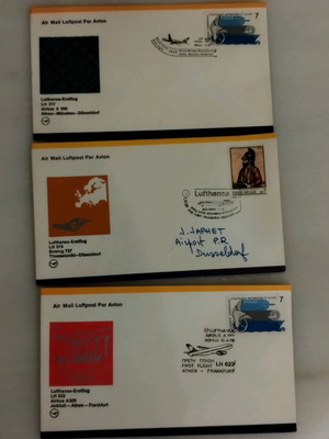 Lufthansa collectible envelopes like new, set of 3 Greek destinations