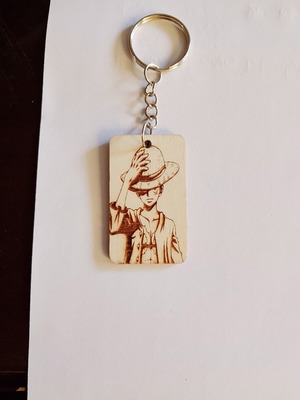 Ξύλινο μπρελόκ Luffy με χάραξη laser σαν καινούργιο