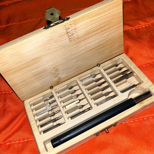 Wooden Collectible Desk Toolbox 24 pcs like new