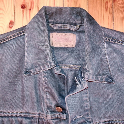 Vintage Levi's 70500 cropped jacket refurbished, gray and blue, size M