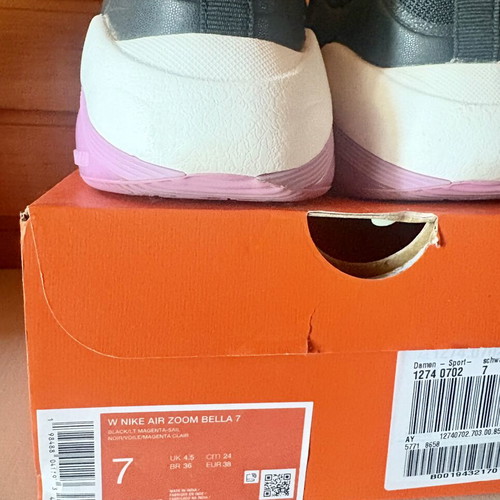 Nike Air Zoom Bella 7 athletic shoes size 38 used, black and pink