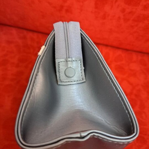 Dior Vintage Toiletry Bag Gray-Silver Satin New