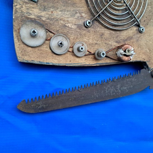 Piranhas upcycled art piece new 35x25 from racket
