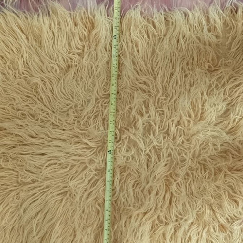 Pair of vintage flokati rugs in sunshine yellow, like new, 66×120cm