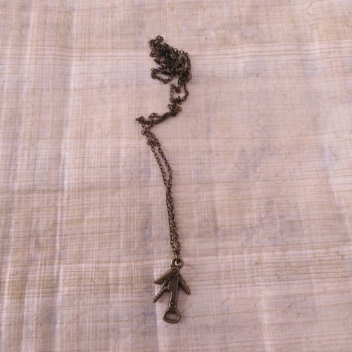 Vintage pocket knife necklace handmade in bronze color with chain