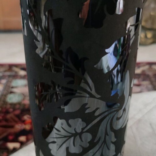 Porcelain vase new black with matte and glossy flowers