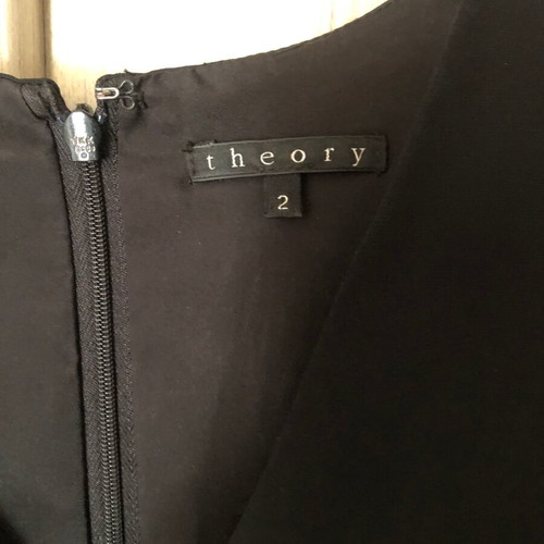 Theory midi black V neck dress with back zipper, used, size S/M