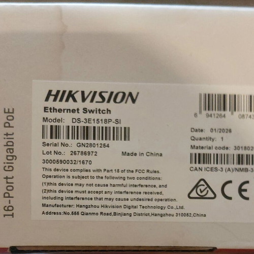 Hikvision DS-3E1518P-SI Smart Managed PoE+ Switch 18-Port new