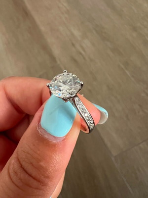 2CT Round Cut Solitaire Moissanite Ring, 925 Sterling Silver, GRA Certified
