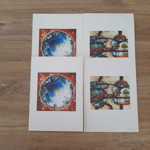 Greeting cards set of 4, slightly yellowed