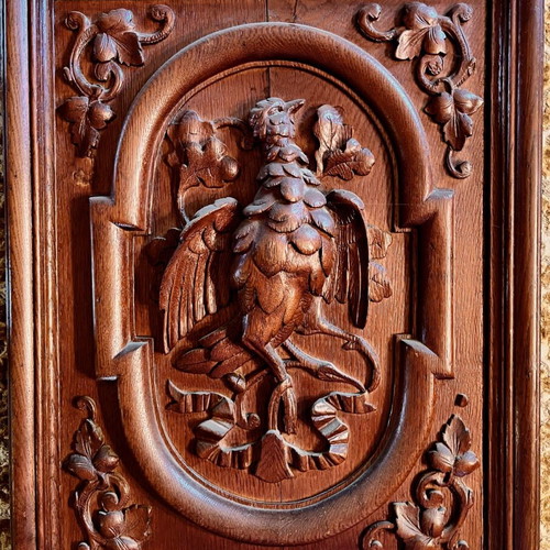 Antique wooden handmade carved wall art used, Hunting Trophy