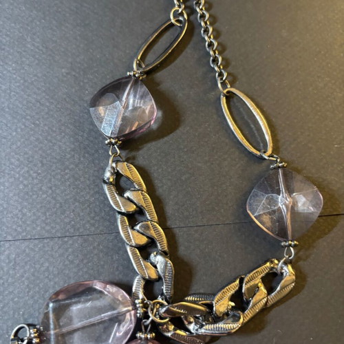 Metal necklace new, vintage style, gun metal color