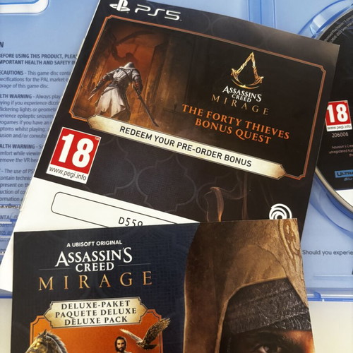 Assassins Creed Mirage PS5 game like new with preorder bonus code