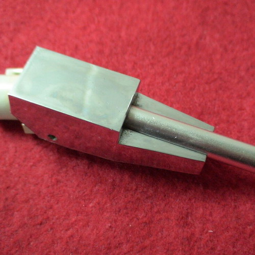 Record player tonearm with head shell and cartridge used, unknown type