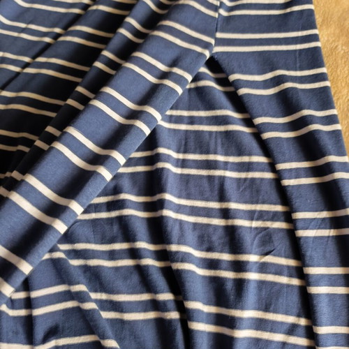 Striped long dress with side slits like new, blue and white