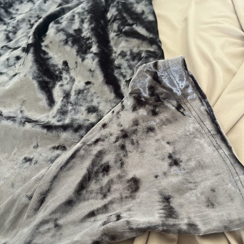 Marks & Spencer satin velvet short-sleeve blouse used, size M 38 10, gray beige
