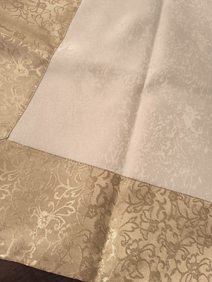 Cream decorative tablecloth with beautiful fabric design