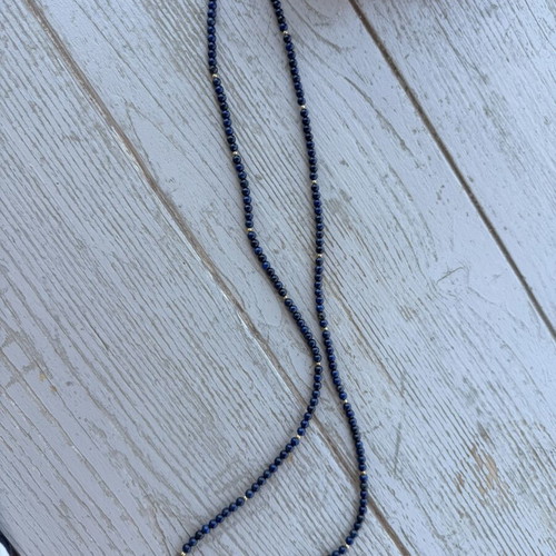 Long lapis necklace, silver