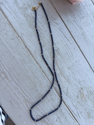 Long lapis necklace, silver