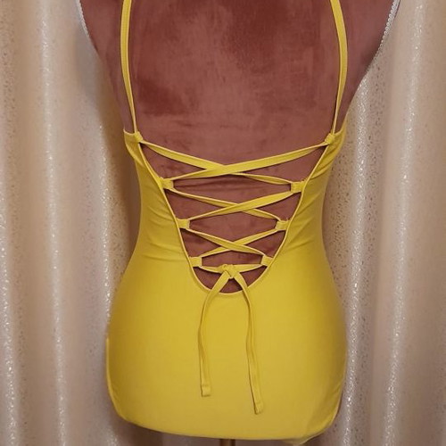 Yellow one-piece swimsuit