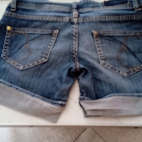 Bershka denim shorts and shirt used, white and blue