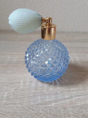 Glass perfume bottle used, blue, 100ml