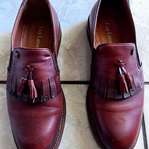 Guy Laroche men's leather shoes dark brown-burgundy like new size 43