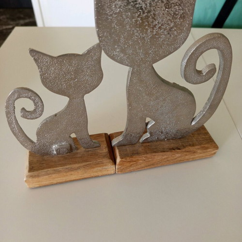 Decorative Cat Figurine Set handmade from India, like new