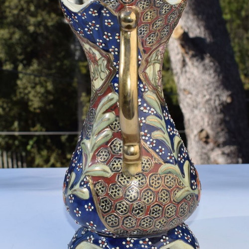 Satsuma vintage Japanese handmade vase, moriage technique, oriental, like new