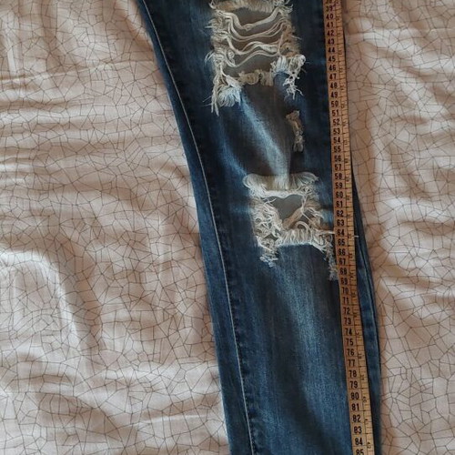 Jeans pants women's used, size L, blue with rips