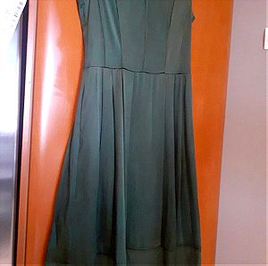 Καινούργιο φόρεμα, ολομέταξο σατέν,σκούρο πράσινο, 36 νούμερο