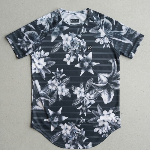 Vinyl Art Clothing men's floral and striped t-shirt medium like new