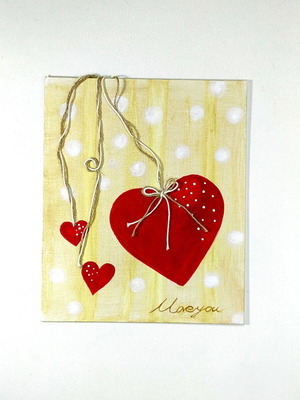 Handmade Love You Canvas Painting 24x30 cm new