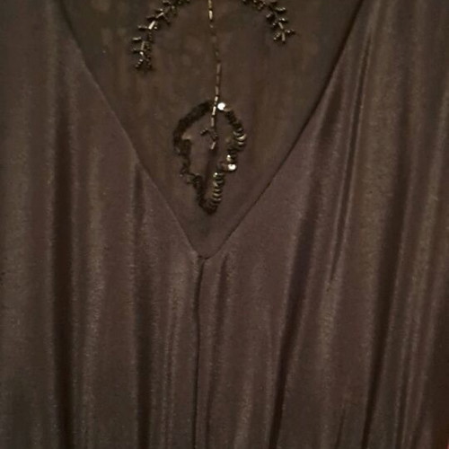 Satin dress with embroidered sheer bust and back like new, black, size M