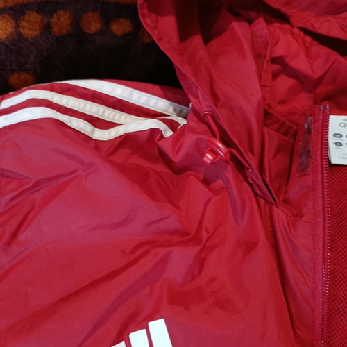 Adidas men's windbreaker jacket XL like new, red with white stripes
