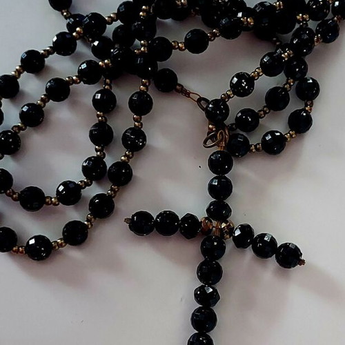 Rosary with black glossy beads like new